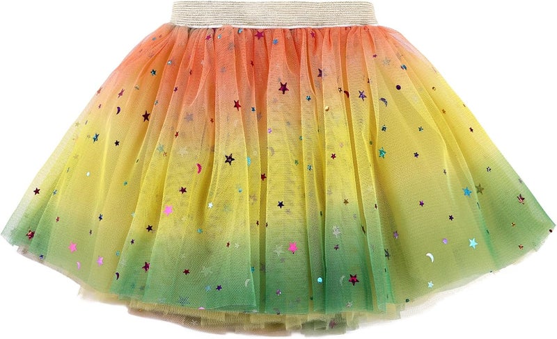 Revkokmx Girls Layered Rainbow Tutu Skirt Dance Dress Ruffle Tiered Clubwear - Image 1